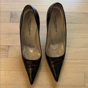 Dolce & Gabbana Elegant Dark Brown Eel Skin Heels